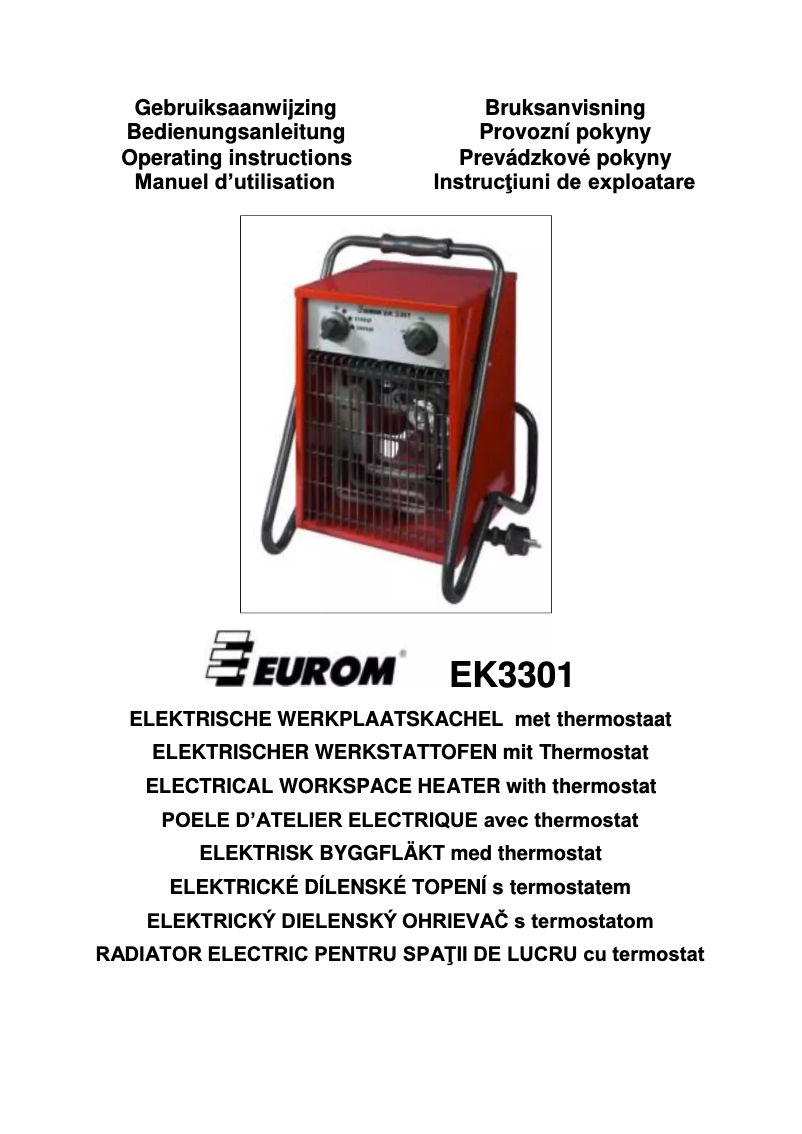 Page 1 de la notice Manuel utilisateur Euromac EK3301