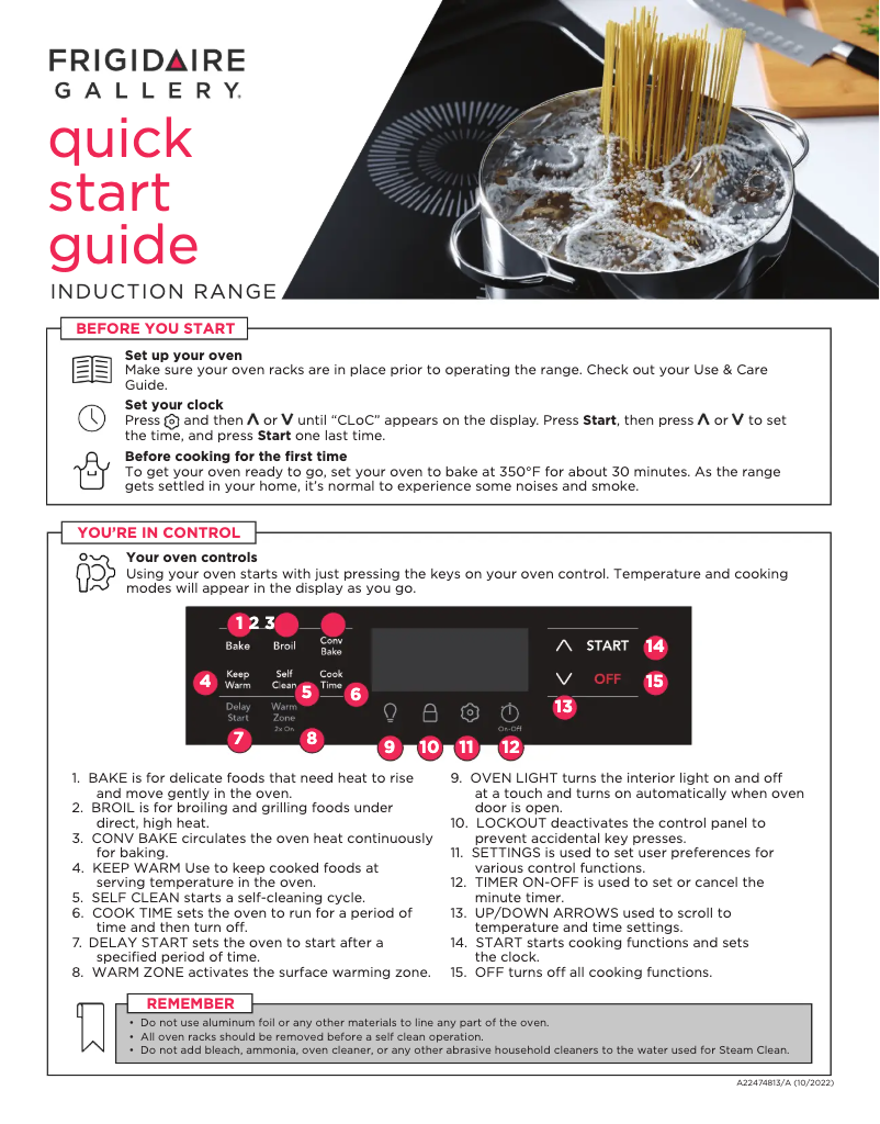 Page n°1 - Guide de démarrage rapide Frigidaire FCFI3083AS