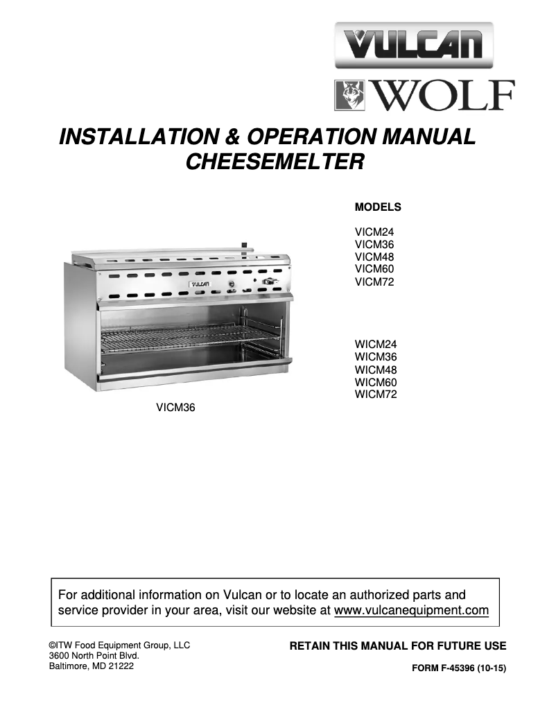 Page 1 de la notice Manuel utilisateur Vulcan VICM72
