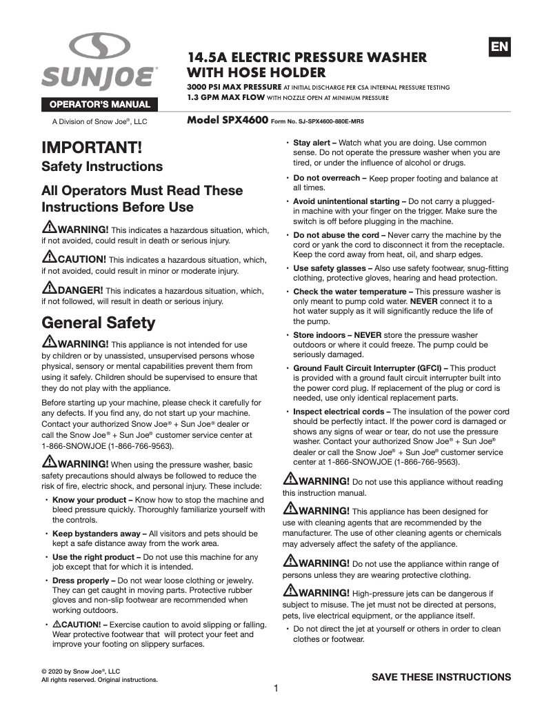 Image de la première page du manuel de l'appareil SPX4600