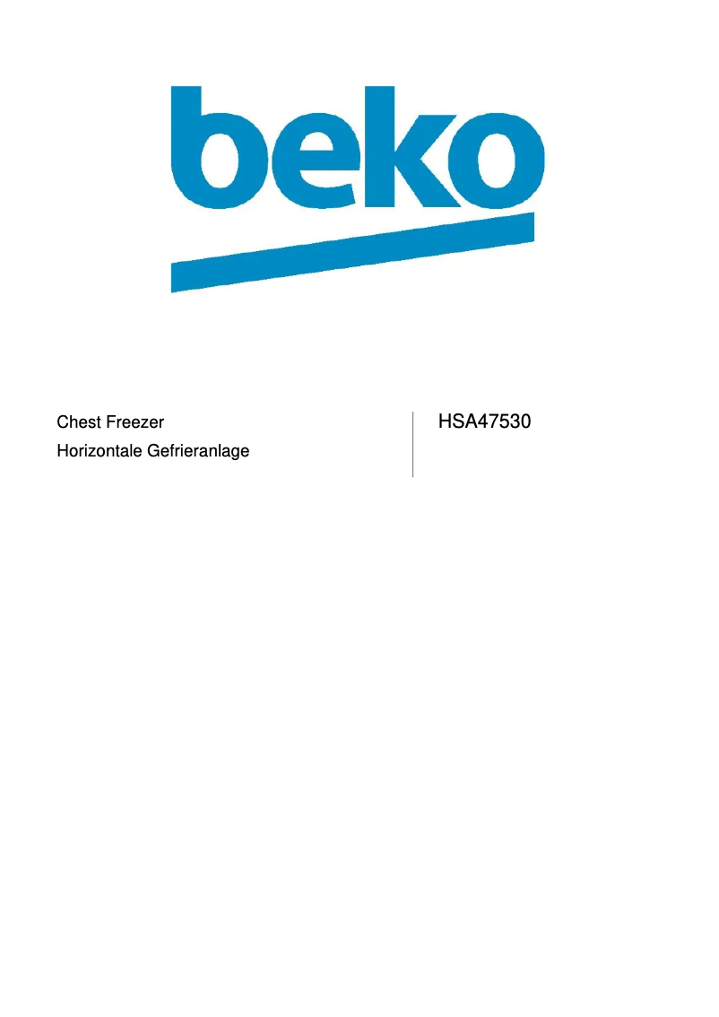Page 1 de la notice Manuel utilisateur Beko HSA 47530