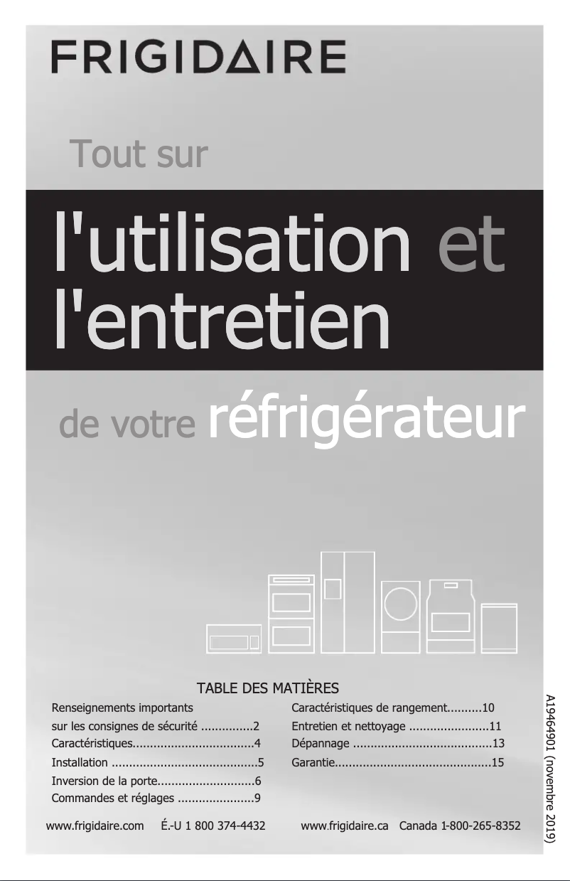 Page n°1 - Manuel utilisateur Frigidaire FFHT1824UW