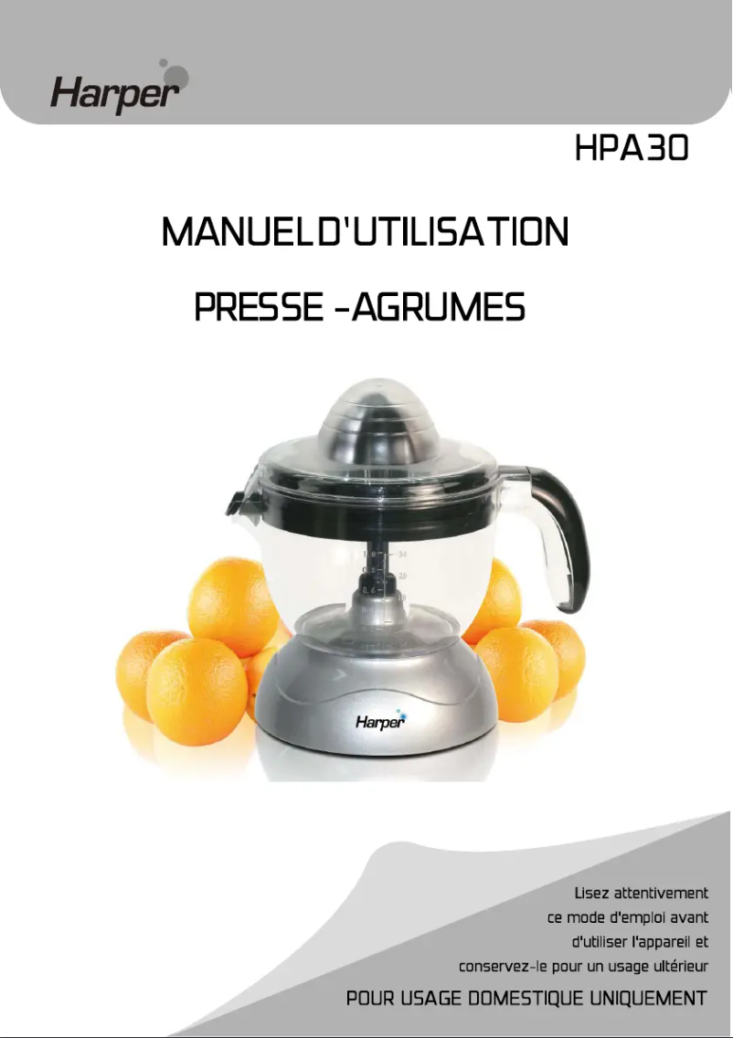 Page n°1 - Manuel utilisateur Harper HPA30
