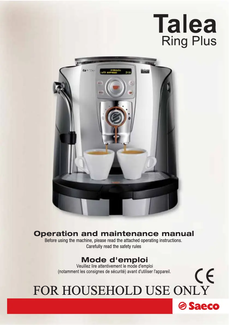 Page n°1 - Manuel utilisateur Philips Saeco Talea Ring Plus