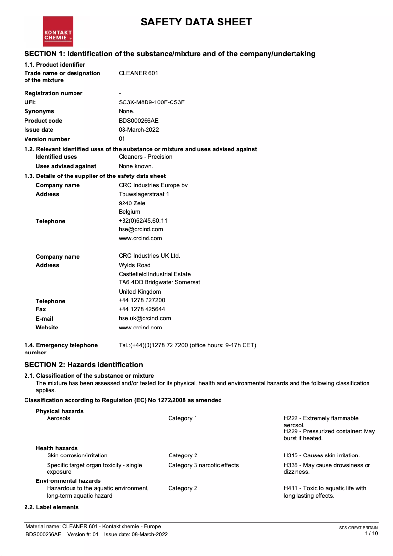 Image de la première page du manuel de l'appareil CLEANER 601