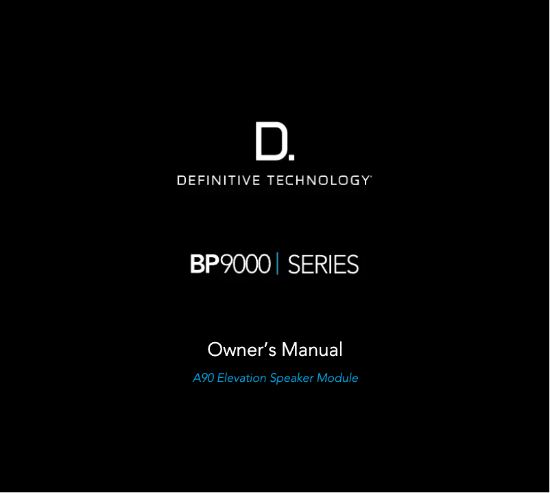 Page n°1 - Manuel utilisateur Definitive Technology A90