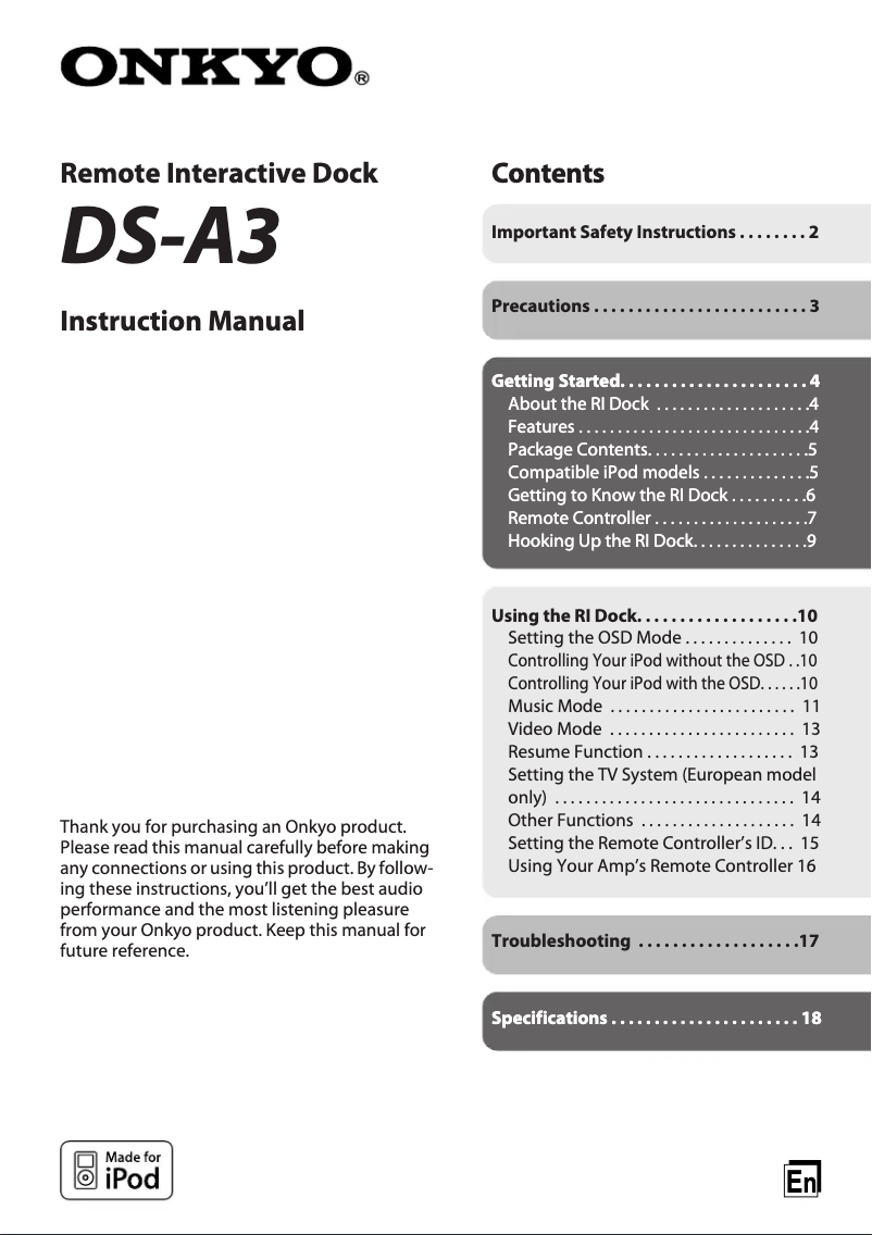 Image de la première page du manuel de l'appareil DS-A3
