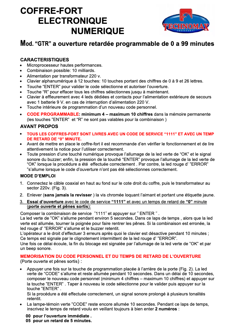 Image de la première page du manuel de l'appareil Trony GTR-6P