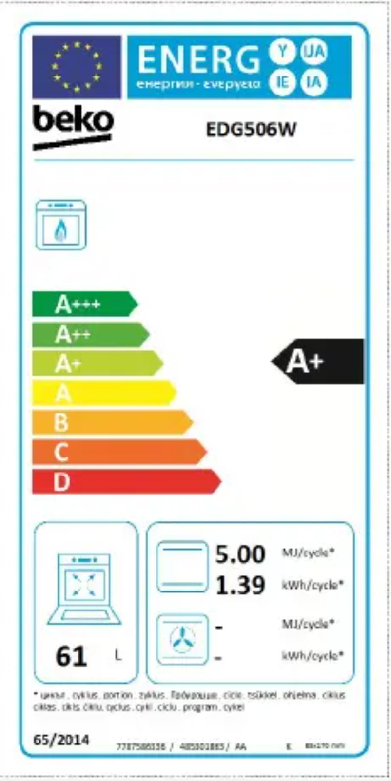 Page 1 de la notice Manuel utilisateur Beko EDG506