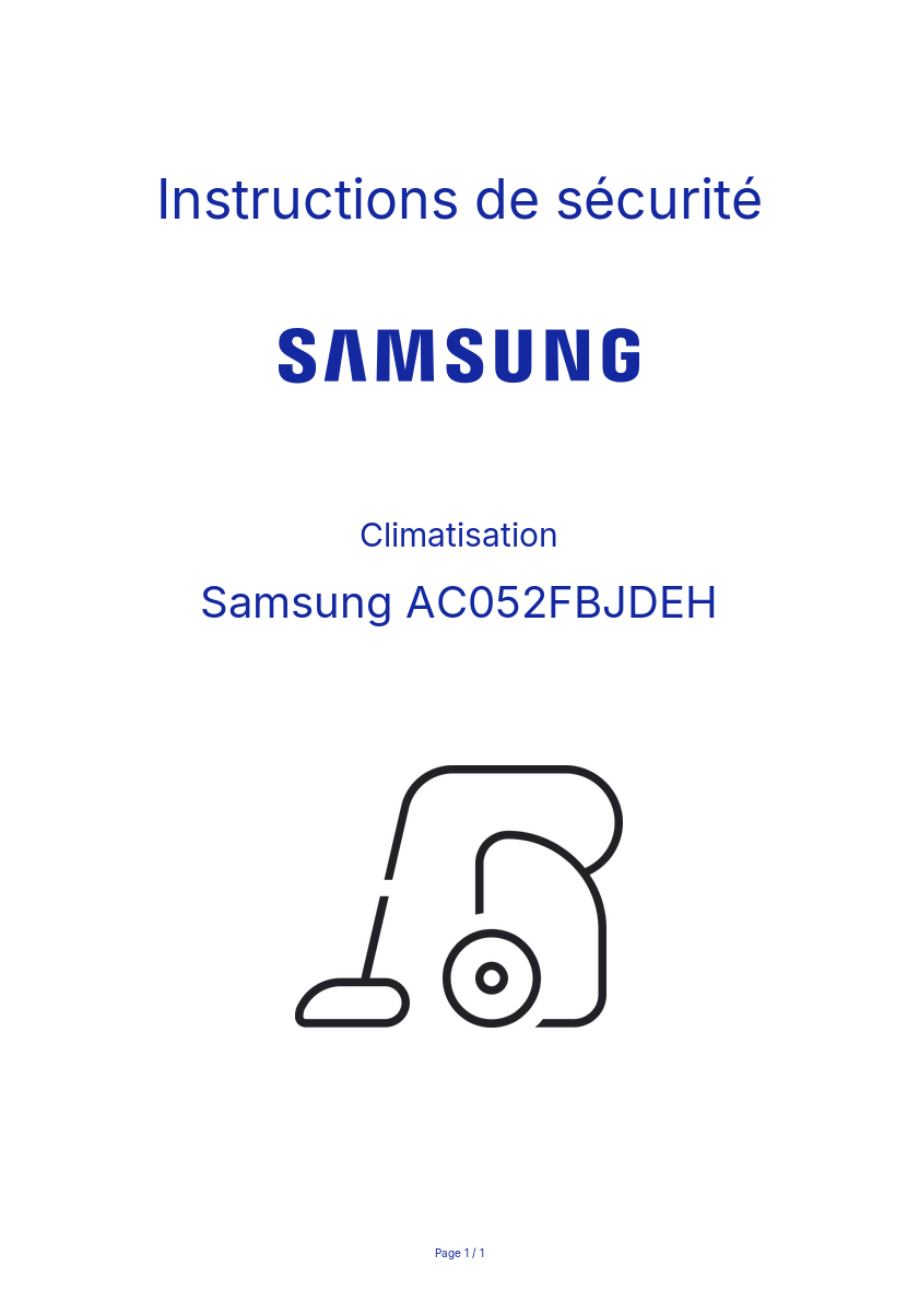 Image de la première page du manuel de l'appareil AC052FBJDEH