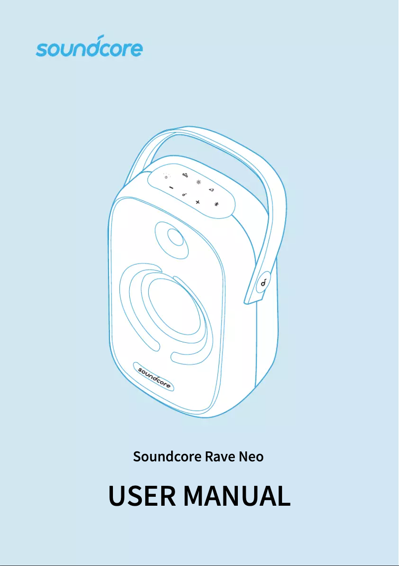 Image de la première page du manuel de l'appareil Soundcore Rave Neo