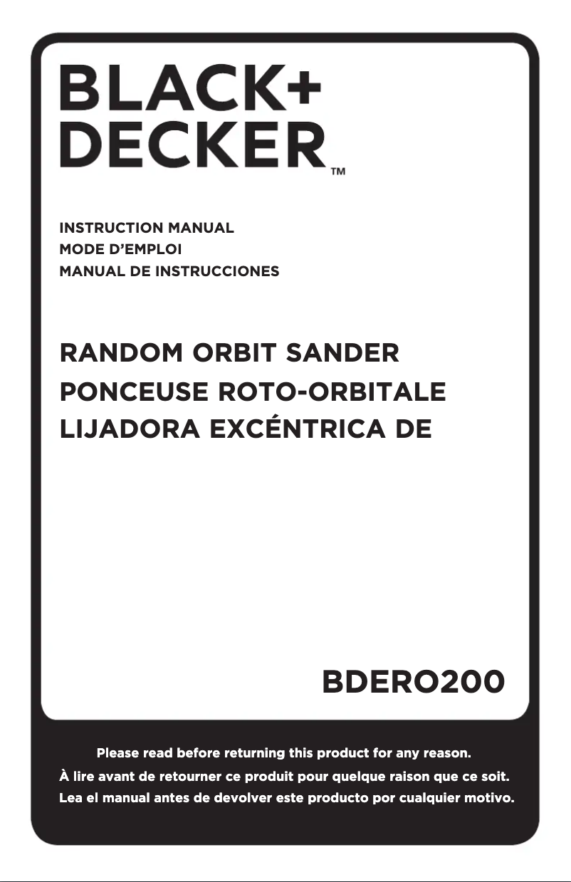 Page 1 de la notice Manuel utilisateur Black & Decker BDERO200