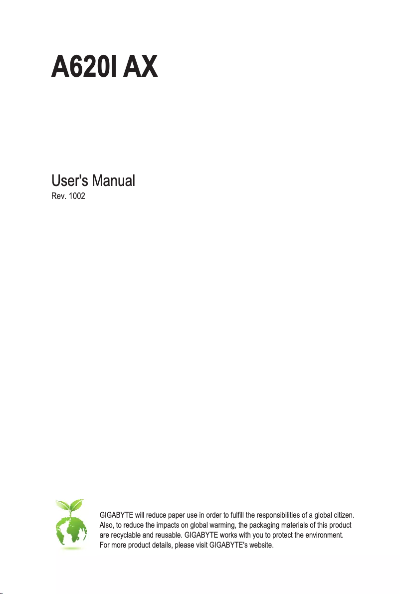 Page 1 de la notice Manuel utilisateur Gigabyte A620I AX