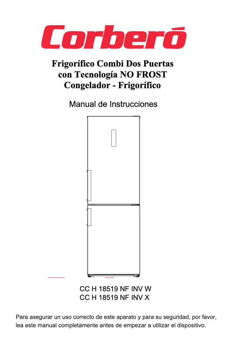 Page 1 de la notice Manuel utilisateur Corbero CCH18519NFINVX