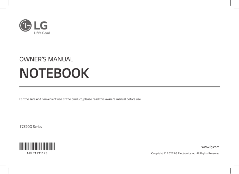 Page 1 de la notice Manuel utilisateur LG Gram 17Z90Q-G