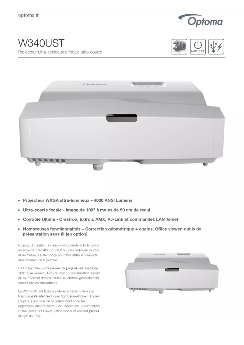 Image de la première page du manuel de l'appareil W340UST