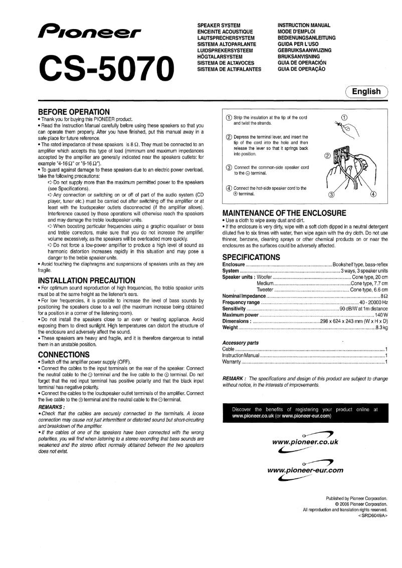 Page n°1 - Manuel utilisateur Pioneer CS-5070