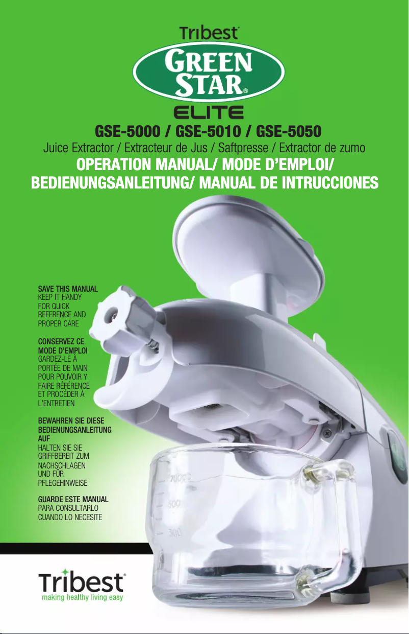 Page n°1 - Manuel utilisateur Tribest Greenstar Elite GSE-5000