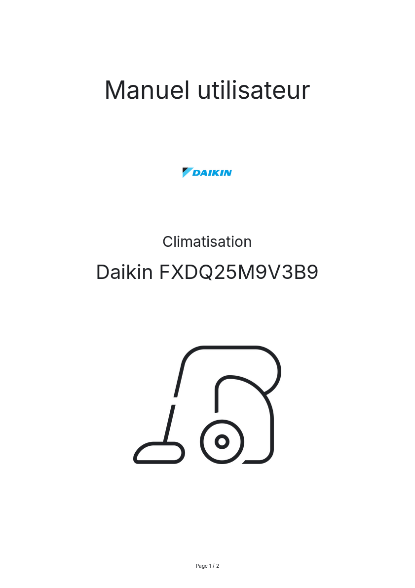 Image de la première page du manuel de l'appareil FXDQ25M9V3B9