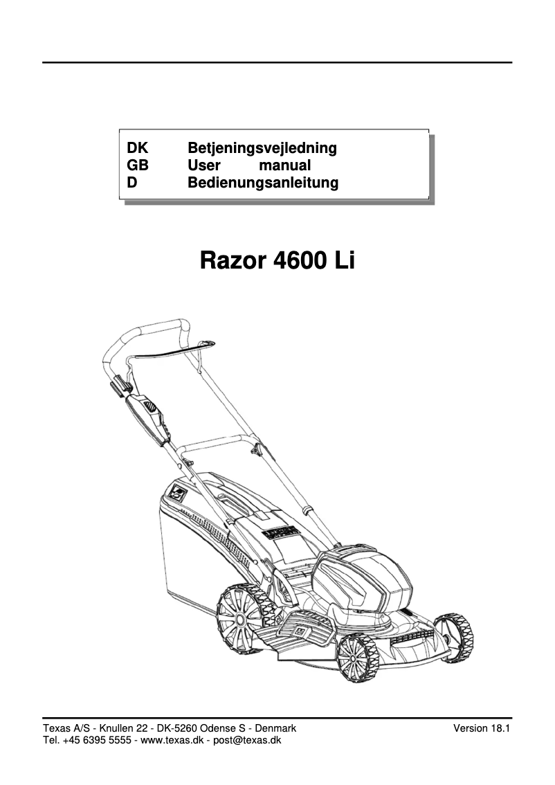 Image de la première page du manuel de l'appareil Razor 4600 Li