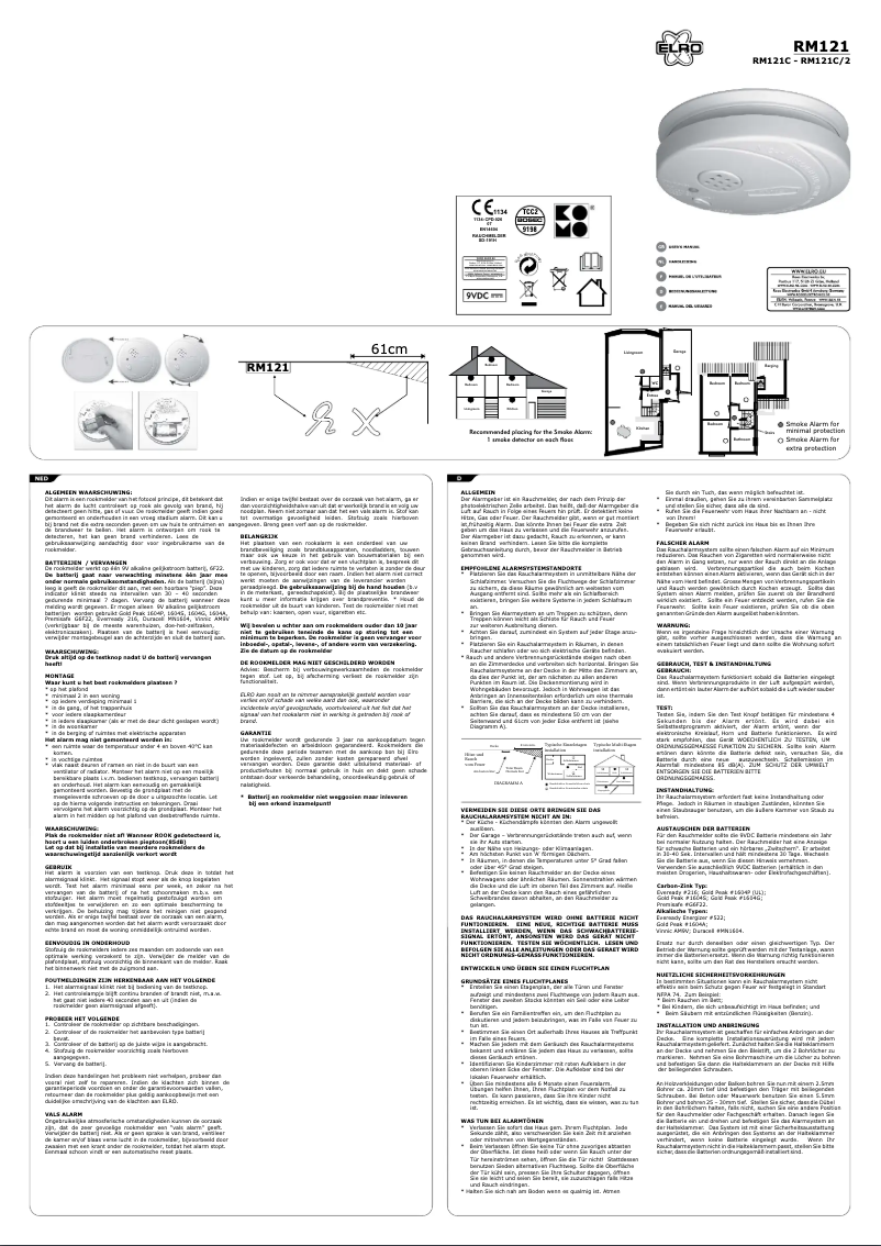 Page n°1 - Manuel utilisateur Elro RM121C