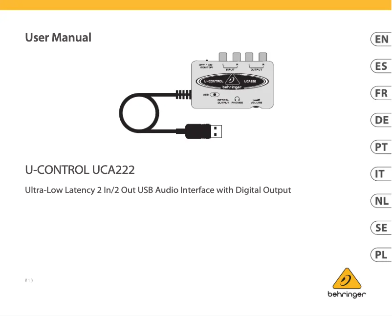 Page n°1 - Manuel utilisateur Behringer U-control UCA222