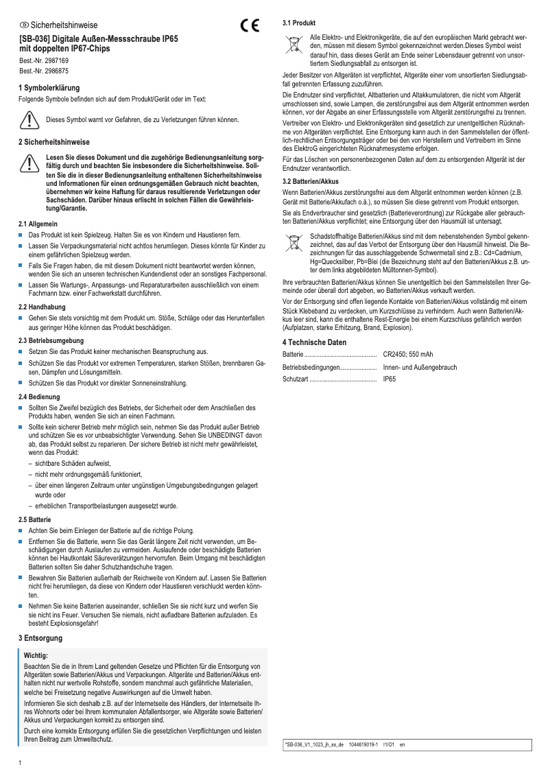 Page 1 de la notice Manuel utilisateur Dasqua SB-036