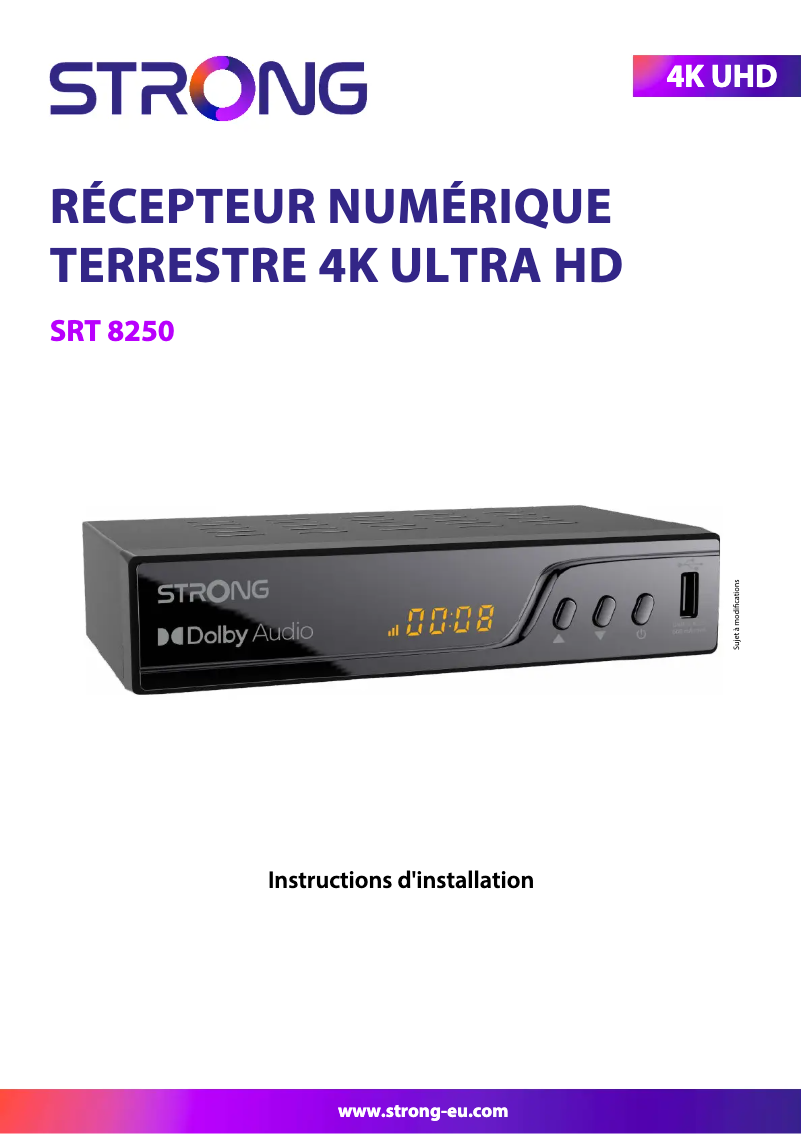Page n°1 - Manuel utilisateur Strong SRT 8250