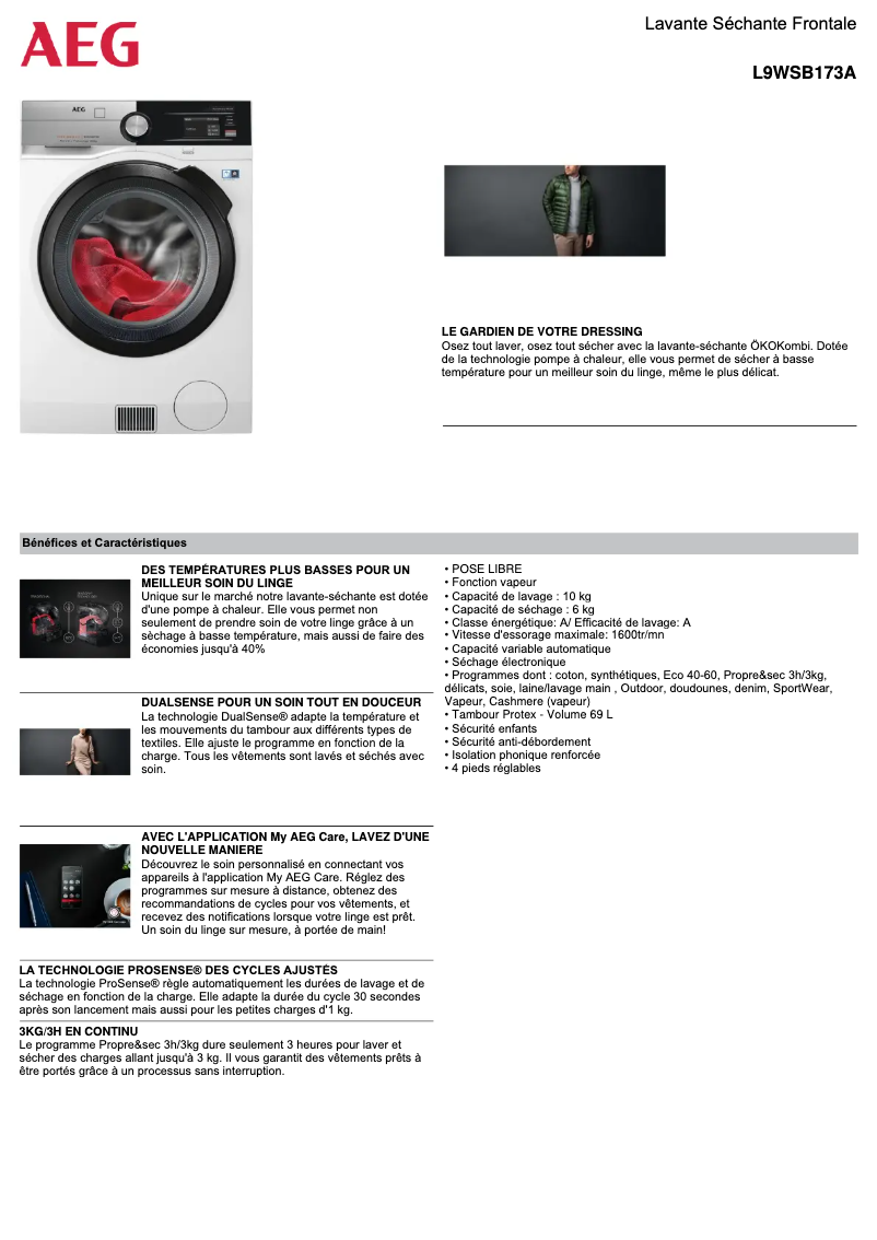 Image de la première page du manuel de l'appareil L9WSB173A