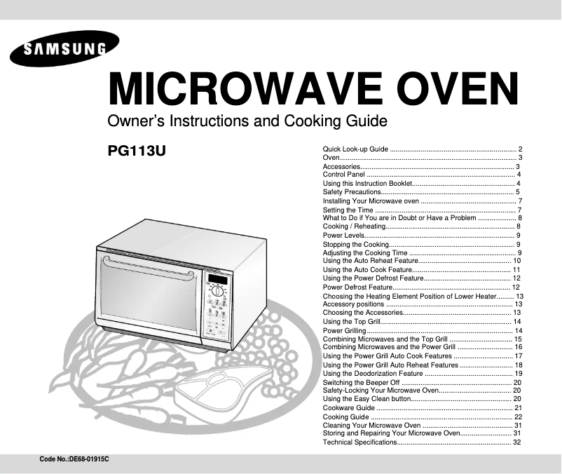 Image de la première page du manuel de l'appareil PG113U