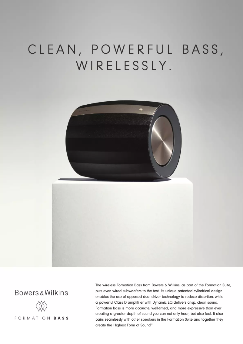 Página 1 del manual Ficha técnica Bowers & Wilkins Formation Bass