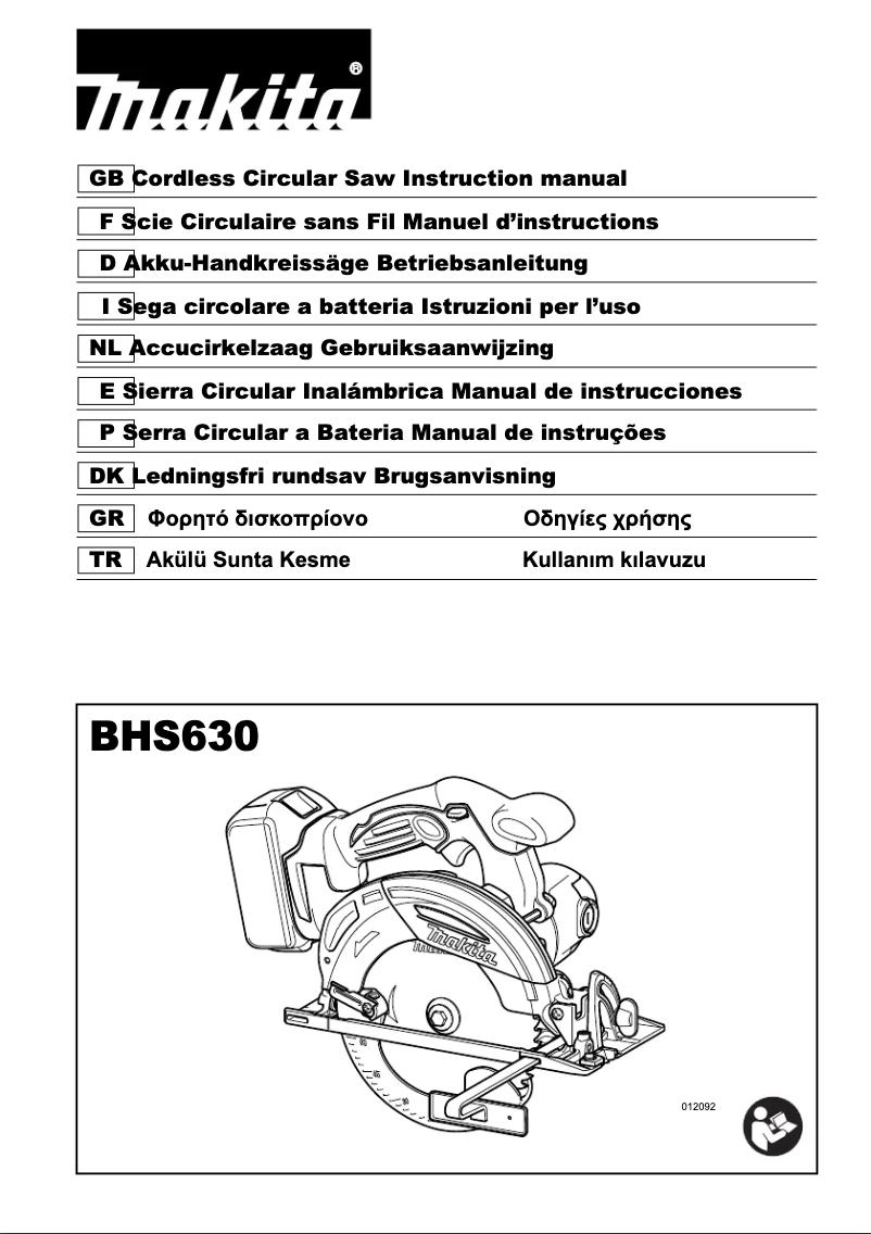 Page n°1 - Manuel utilisateur Makita BHS630