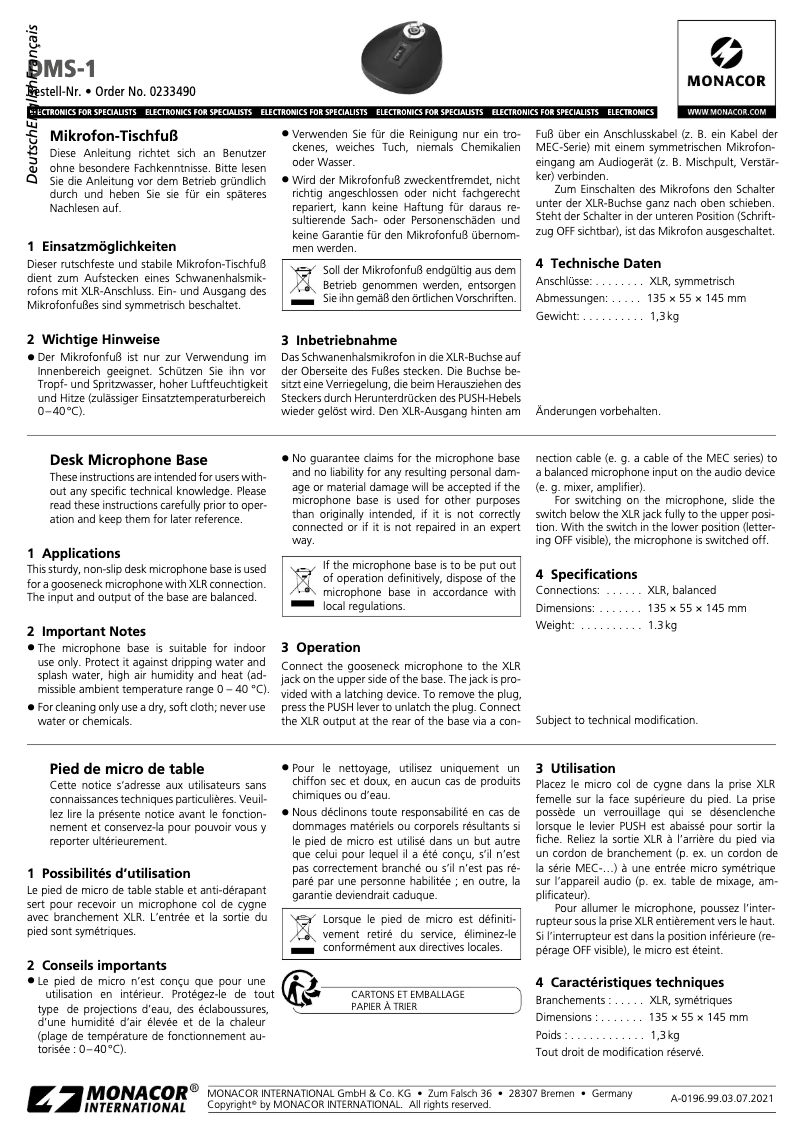 Image de la première page du manuel de l'appareil DMS-1