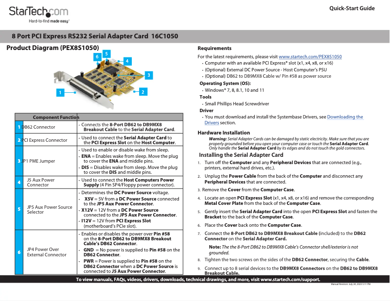 Page n°1 - Manuel utilisateur StarTech.com PEX8S1050