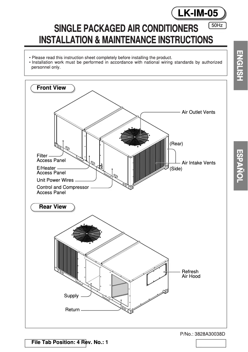 Page 1 de la notice Guide d'installation LG LK-0880HH