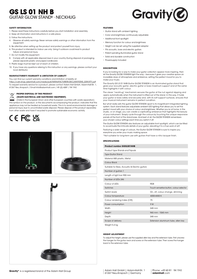 Página 1 del manual Manual de usuario Gravity GS LS 01 NH B