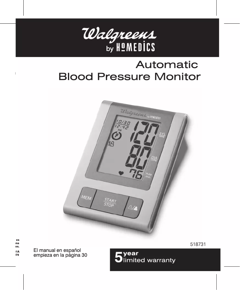 Page 1 de la notice Manuel utilisateur Walgreens 518731