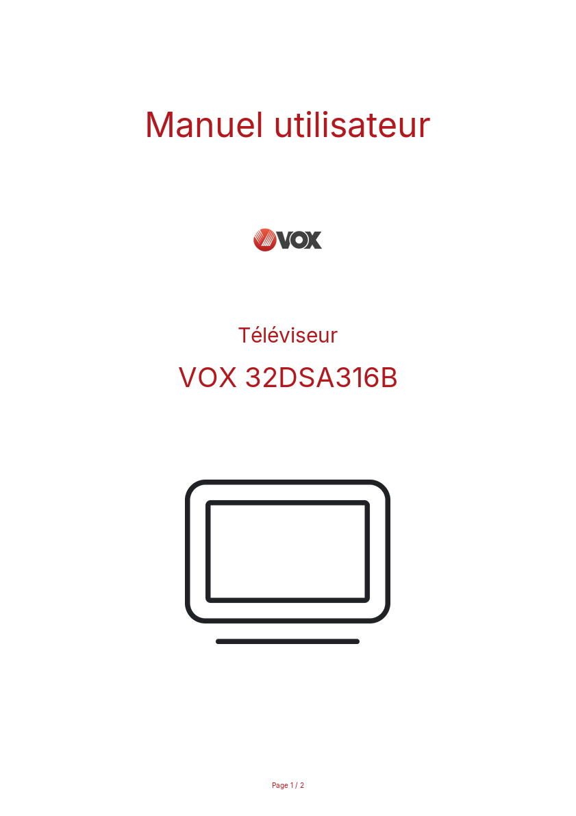 Page n°1 - Manuel utilisateur VOX 32DSA316B