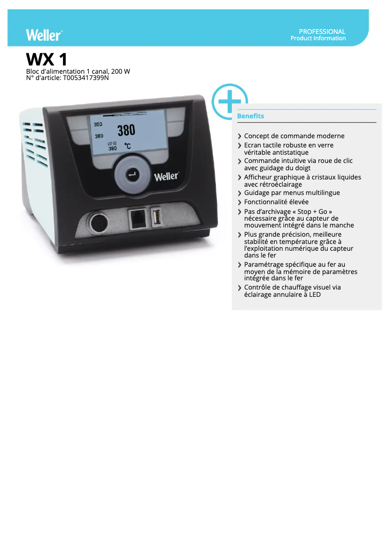 Page n°1 - Fiche technique Weller WX 1
