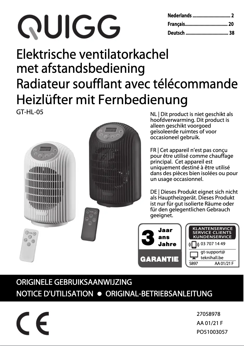 Page n°1 - Manuel utilisateur Quigg GT-HL-05