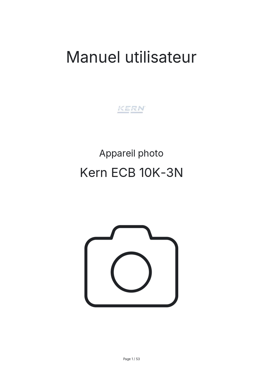 Page n°1 - Manuel utilisateur Kern ECB 10K-3N
