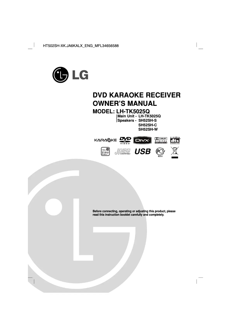 Page n°1 - Manuel utilisateur LG LH-TK5025Q