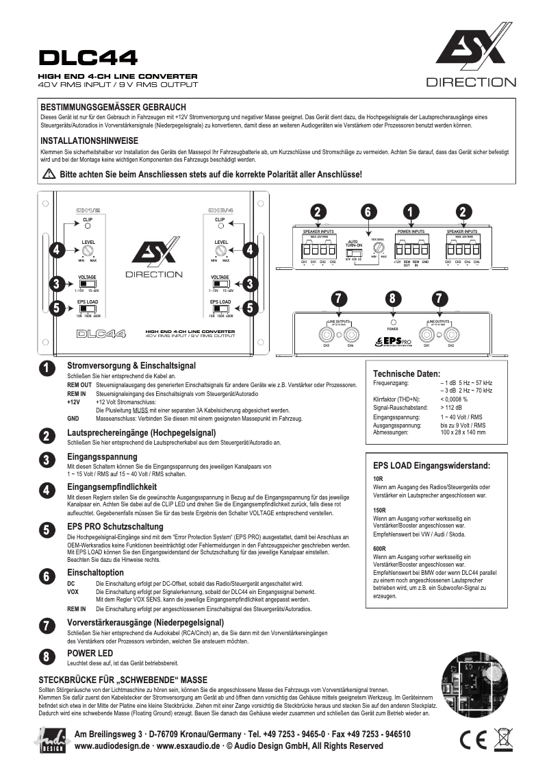 Page 1 de la notice Manuel utilisateur ESX DLC44