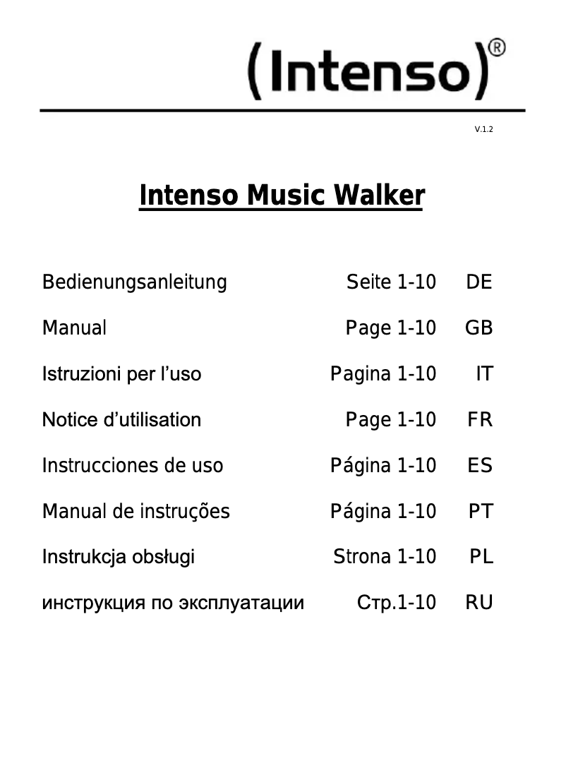 Page 1 de la notice Manuel utilisateur Intenso Musik Walker