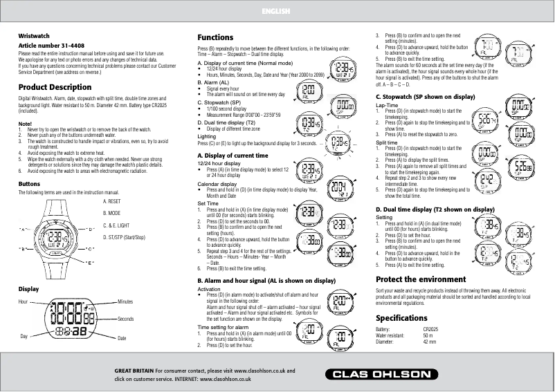 Page 1 de la notice Manuel utilisateur Prologue 31-4408
