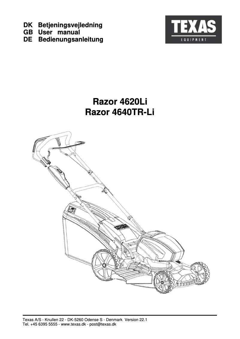 Página 1 del manual Manual de usuario Texas Razor 4640TR-Li