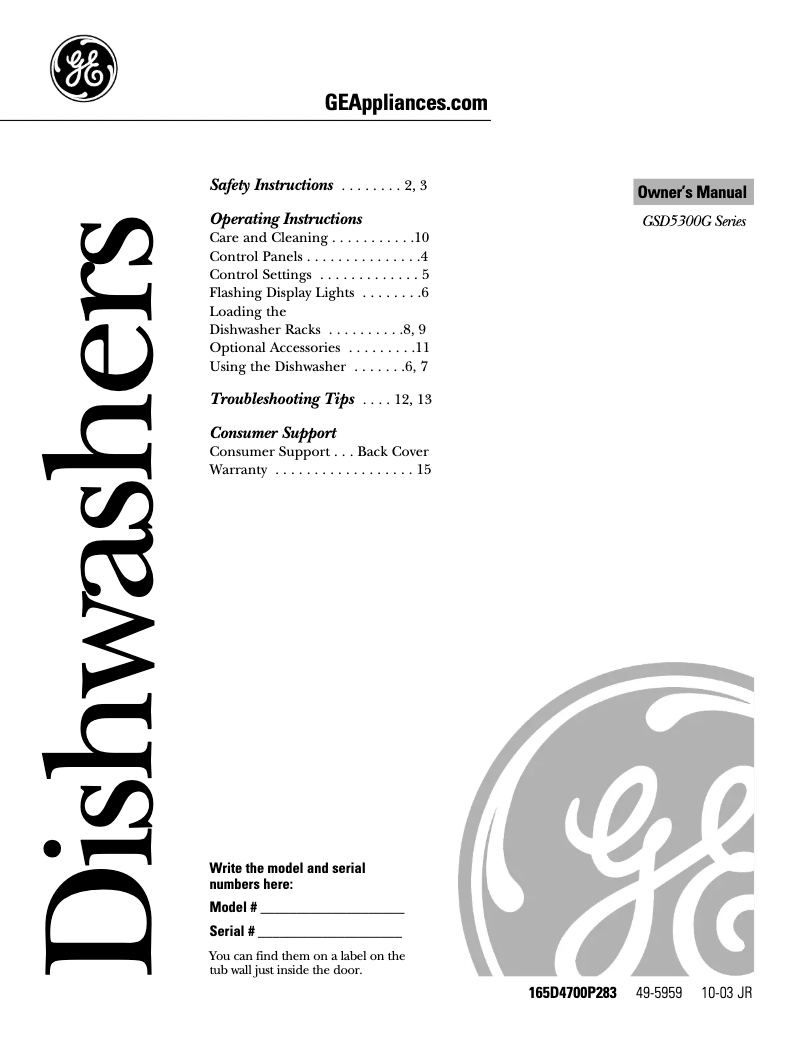 Imagen de la primera página del manual del dispositivo GSD5300GCC