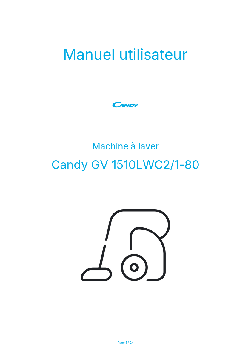 Page n°1 - Manuel utilisateur Candy GV 1510LWC2/1-80