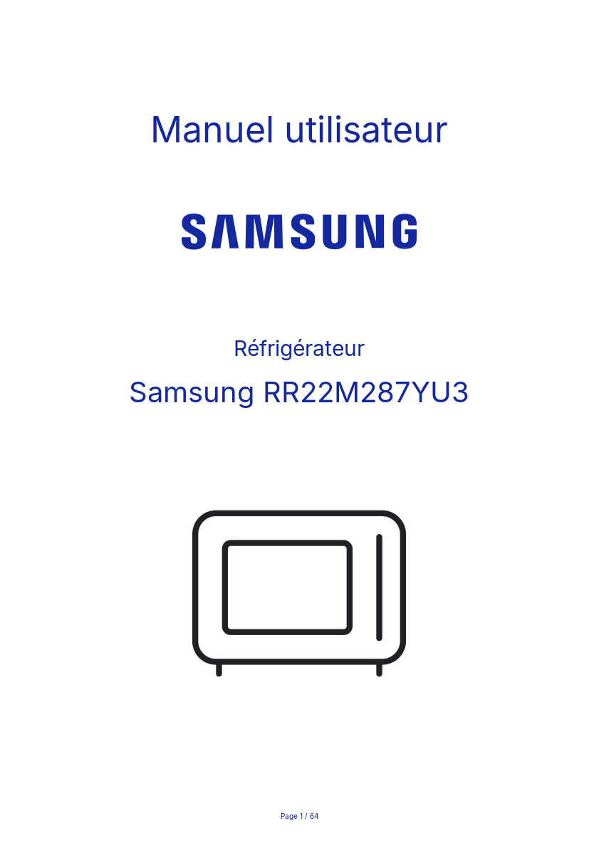 Page n°1 - Manuel utilisateur Samsung RR22M287YU3