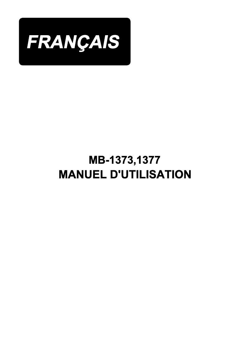 Image de la première page du manuel de l'appareil MB-1373